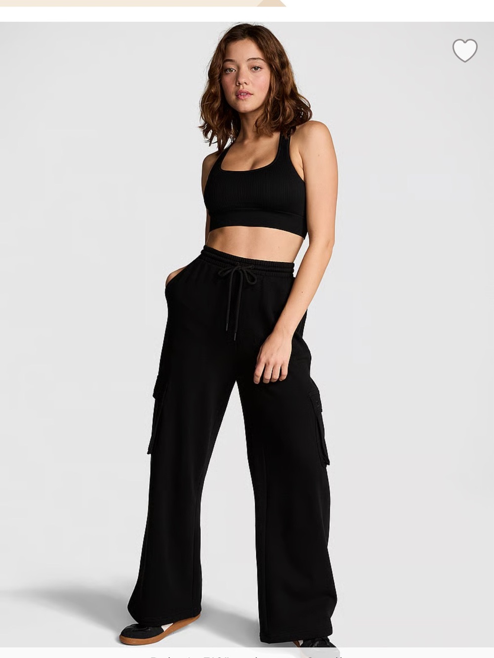PINK Victoria's Secret Black Wide-Leg Cargo Sweatpants L